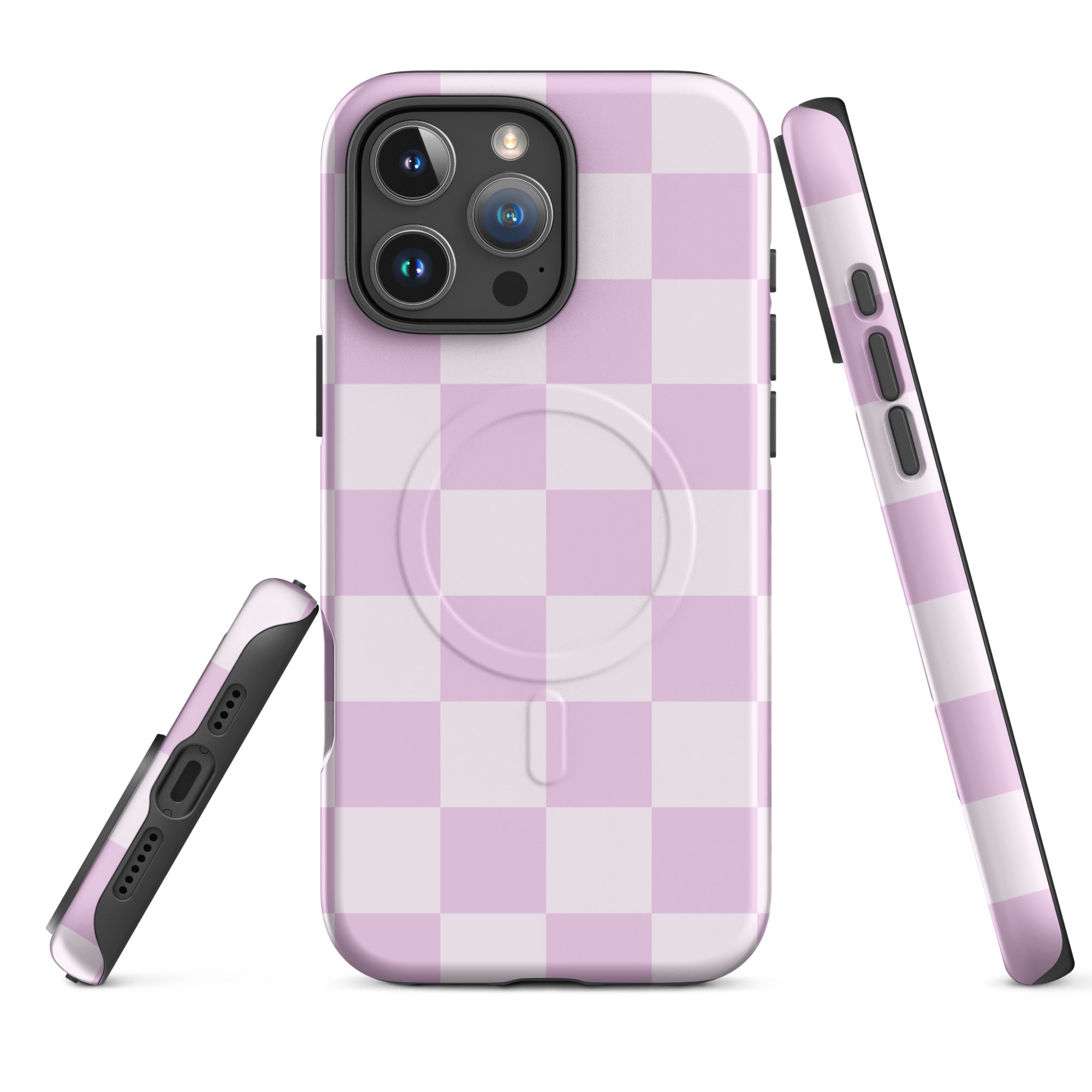 Lilac Checkered Print MagSafe Tough Case for iPhone