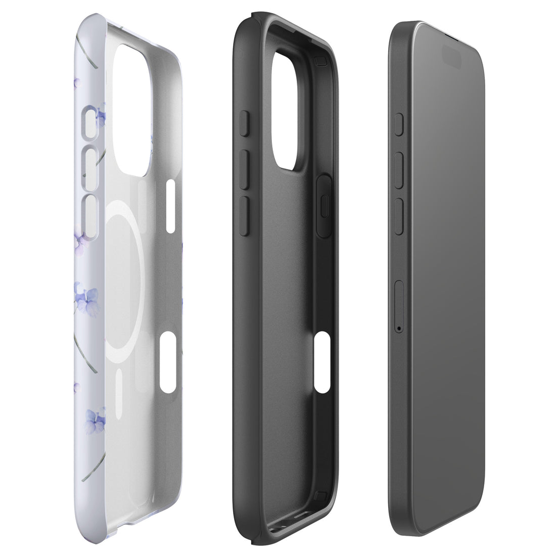 Soft Blue Floral MagSafe Tough Case for iPhone