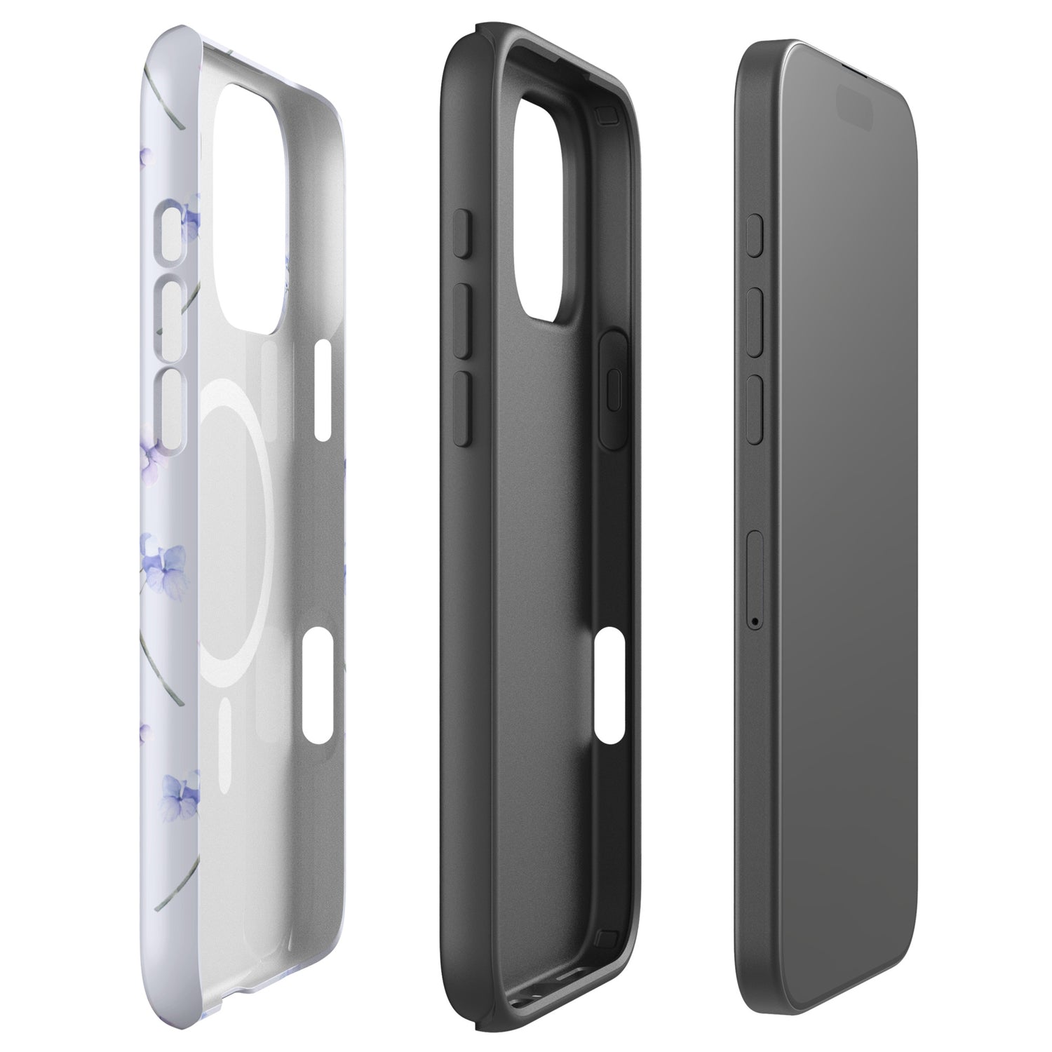 Soft Blue Floral MagSafe Tough Case for iPhone