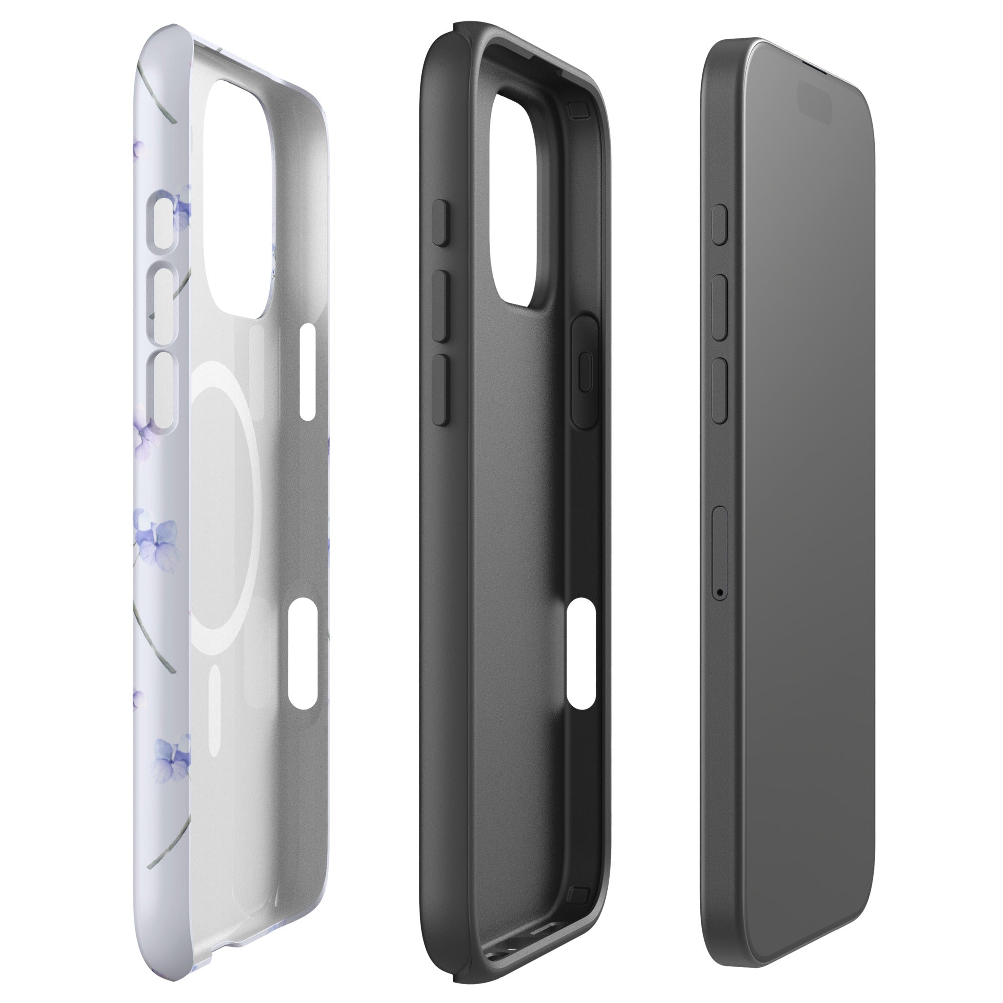 Soft Blue Floral MagSafe Tough Case for iPhone