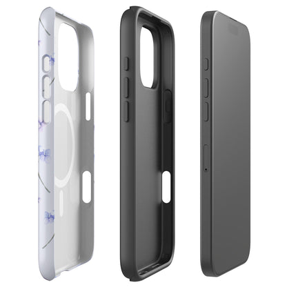 Soft Blue Floral MagSafe Tough Case for iPhone
