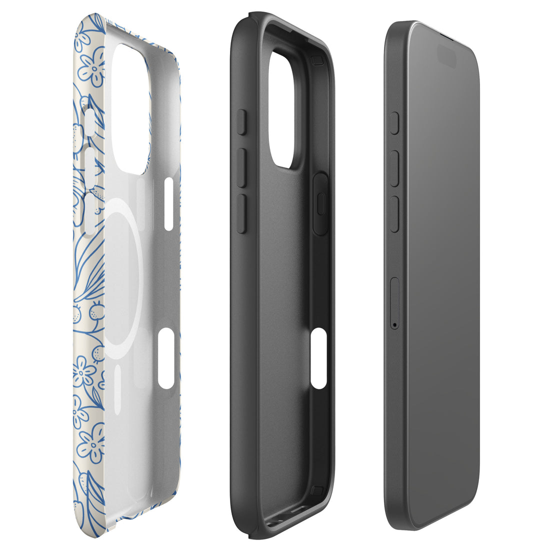 Blue Botanical Line Art MagSafe Tough Case for iPhone