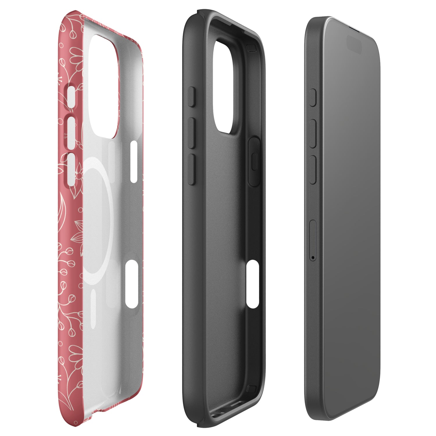 Coral Floral Sketch MagSafe Tough Case for iPhone