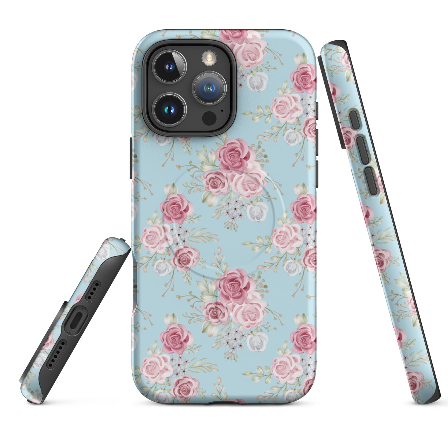 Dusty Rose Floral MagSafe Tough Case for iPhone