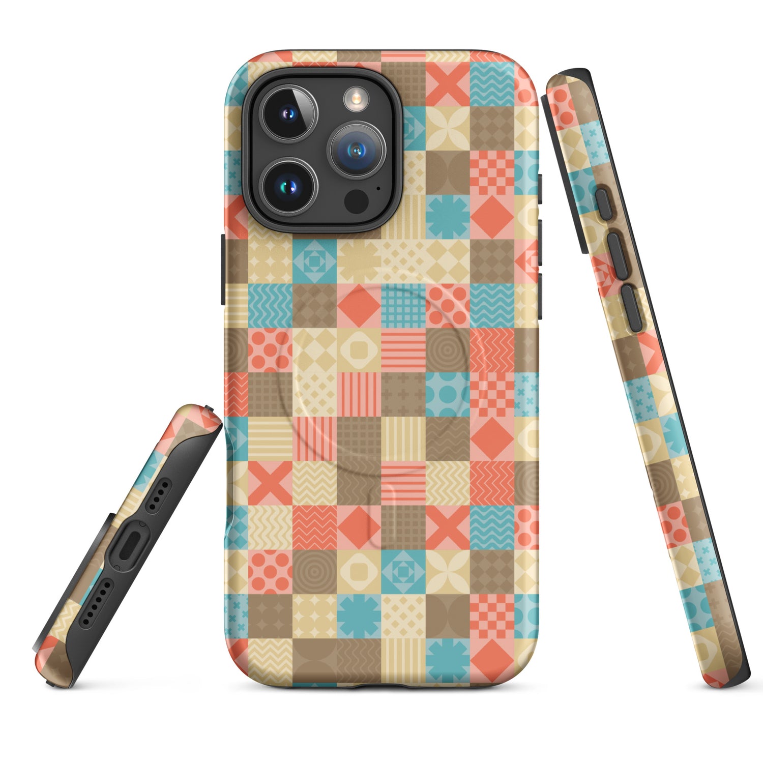 Retro Patchwork MagSafe Tough Case for iPhone
