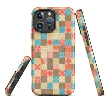 Retro Patchwork MagSafe Tough Case for iPhone