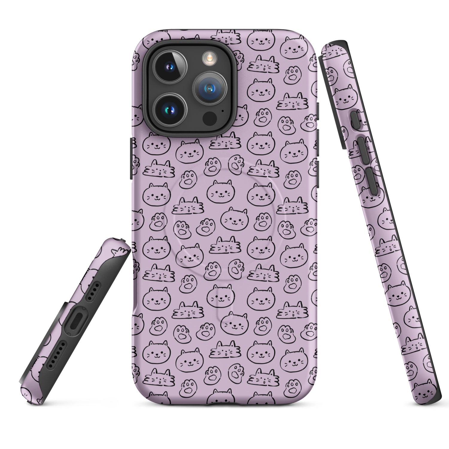 Lilac Cat Pattern MagSafe Tough Case for iPhone