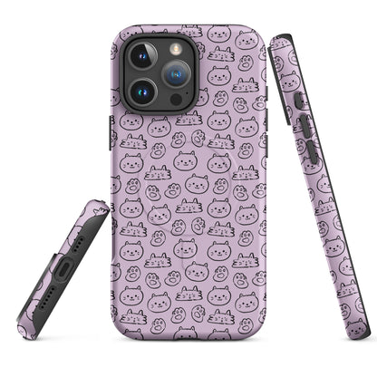 Lilac Cat Pattern MagSafe Tough Case for iPhone