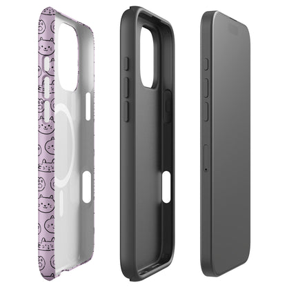 Lilac Cat Pattern MagSafe Tough Case for iPhone