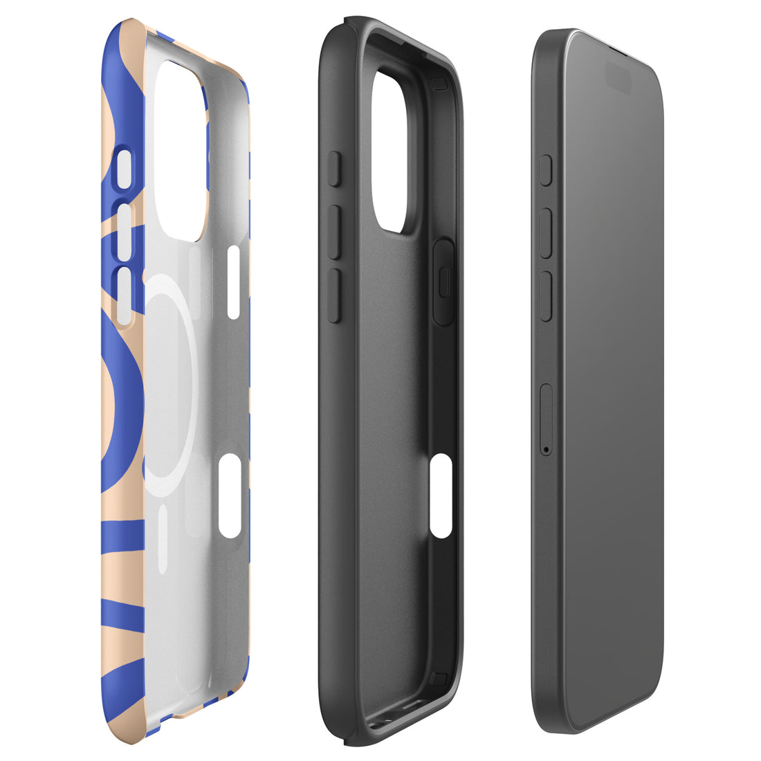 Sand Blue Retro Wave MagSafe Tough Case for iPhone