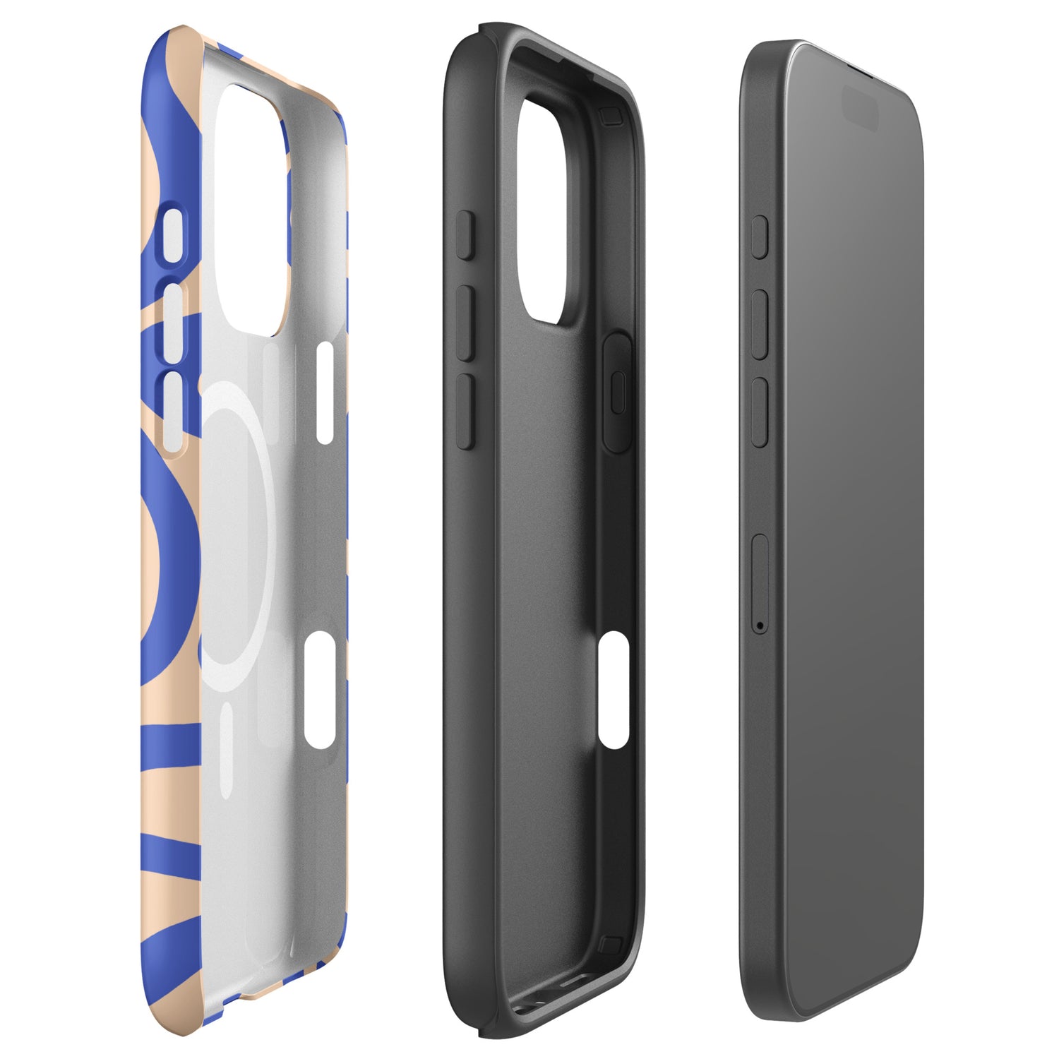 Sand Blue Retro Wave MagSafe Tough Case for iPhone