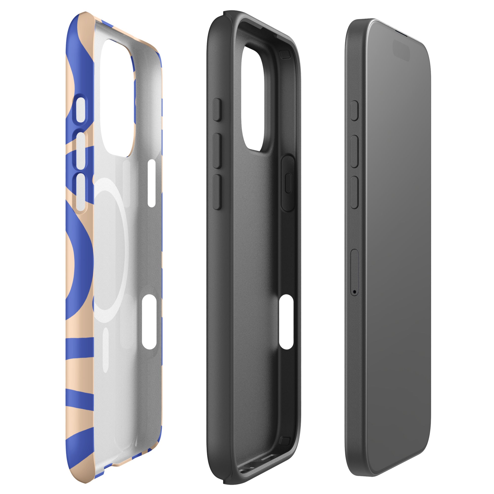 Sand Blue Retro Wave MagSafe Tough Case for iPhone