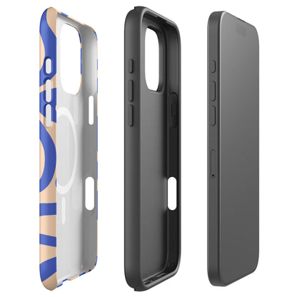 Sand Blue Retro Wave MagSafe Tough Case for iPhone