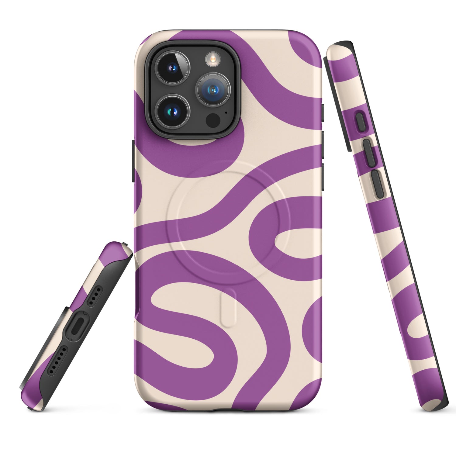 Cream Lavender Retro Wave MagSafe Tough Case for iPhone