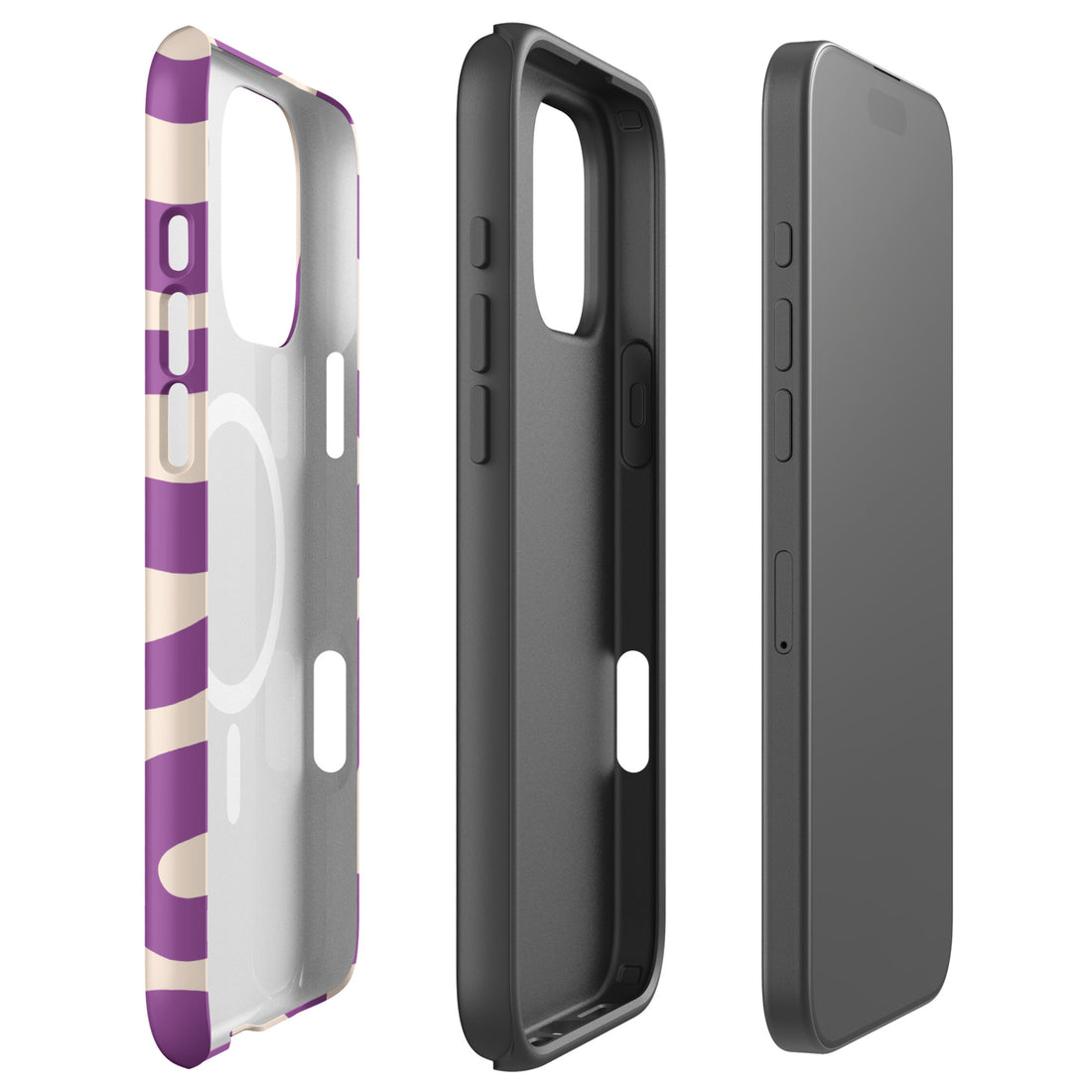 Cream Lavender Retro Wave MagSafe Tough Case for iPhone