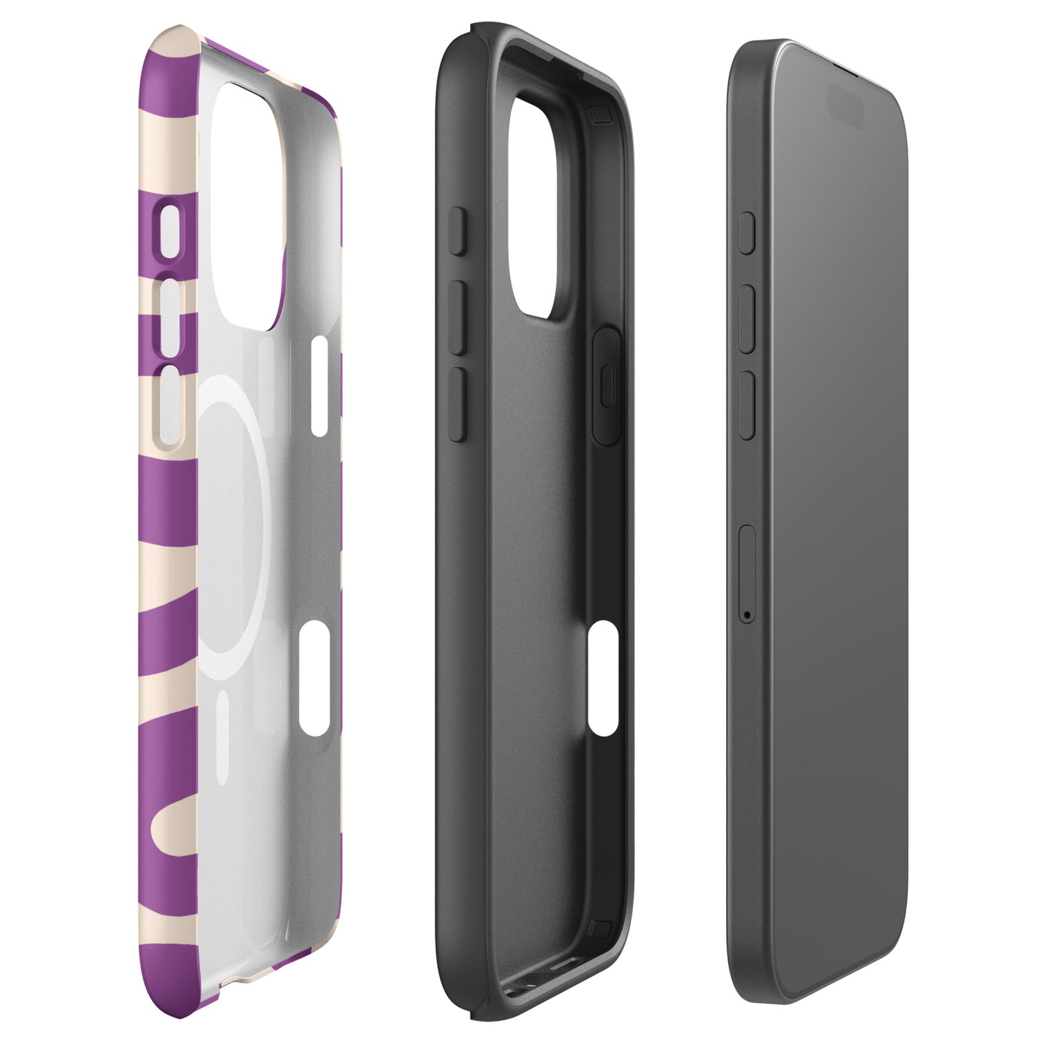 Cream Lavender Retro Wave MagSafe Tough Case for iPhone