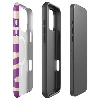 Cream Lavender Retro Wave MagSafe Tough Case for iPhone