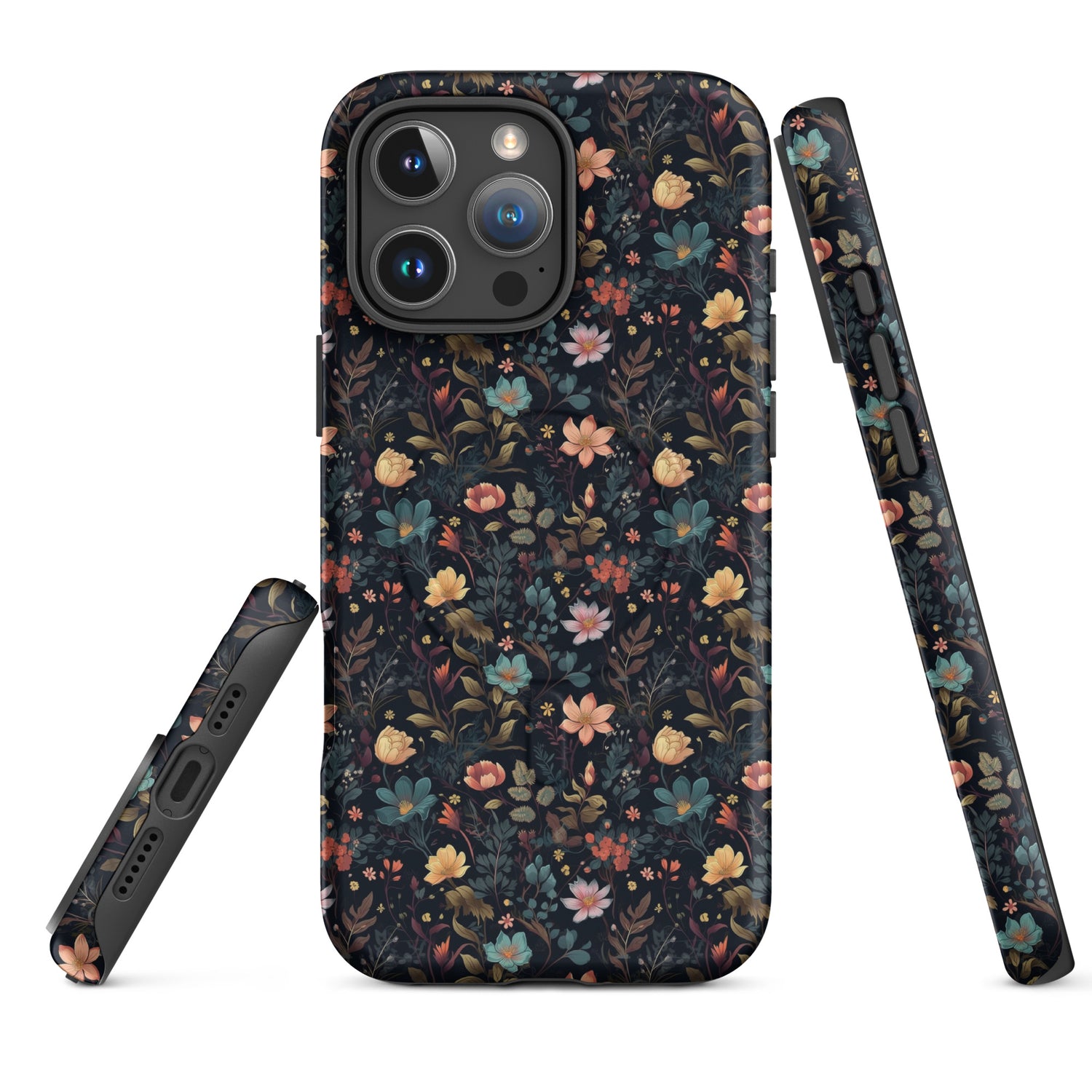 Black Gothic Floral MagSafe Tough Case for iPhone