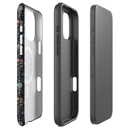 Black Gothic Floral MagSafe Tough Case for iPhone