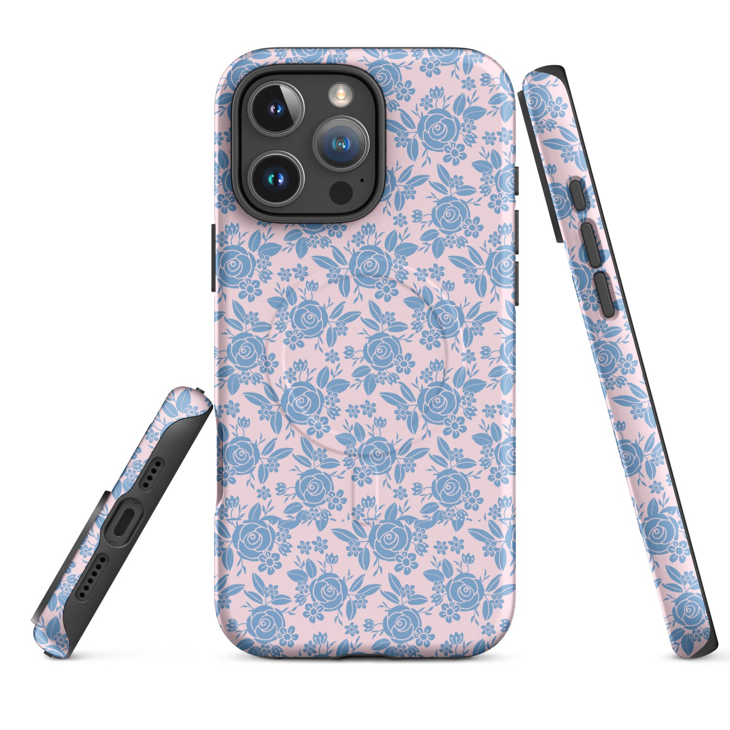 Blue Rose Floral MagSafe Tough Case for iPhone