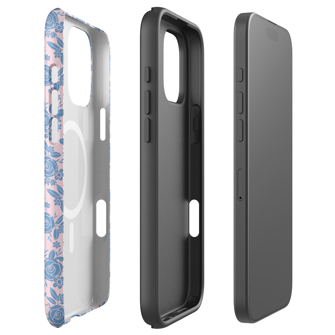 Blue Rose Floral MagSafe Tough Case for iPhone