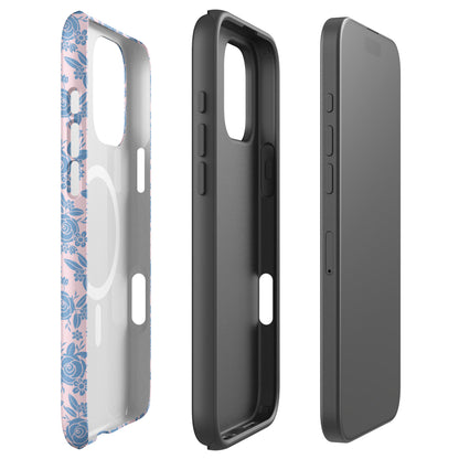Blue Rose Floral MagSafe Tough Case for iPhone
