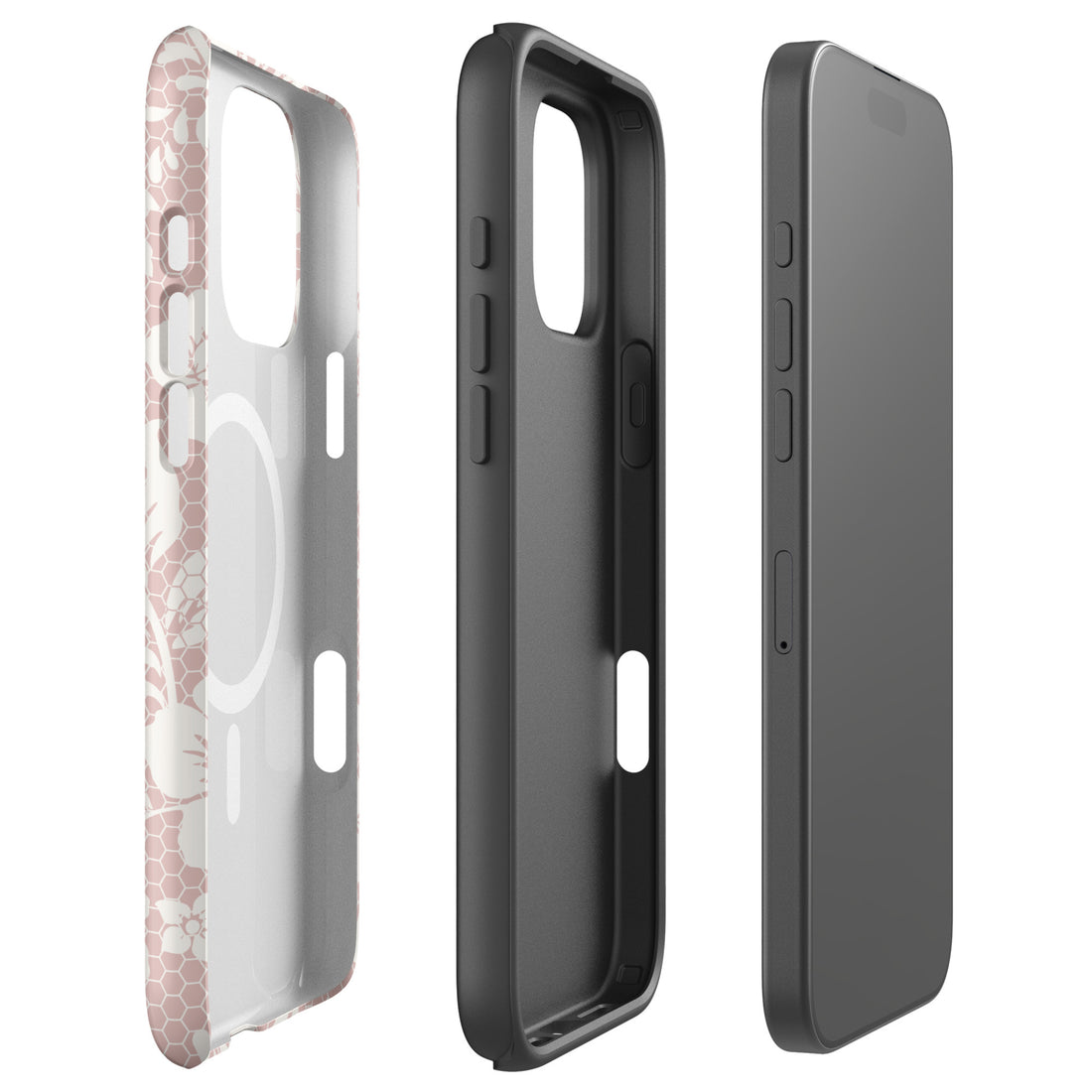 Blush Lace Floral MagSafe Tough Case for iPhone