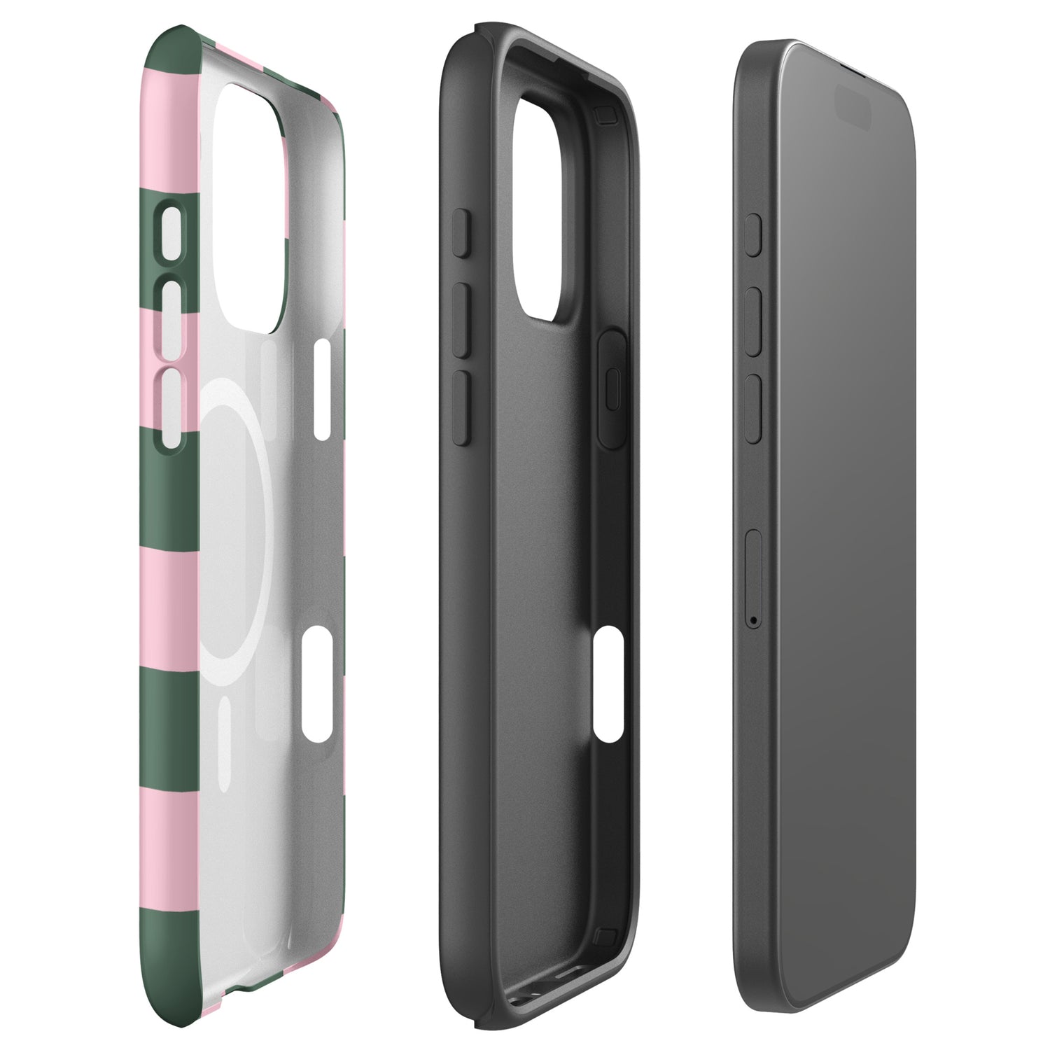 Blush Pink and Sage Checkerboard MagSafe Tough Case for iPhone