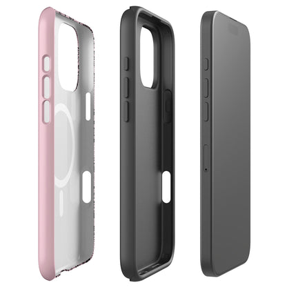 Blush Pink Black Lace Edge MagSafe Tough Case for iPhone