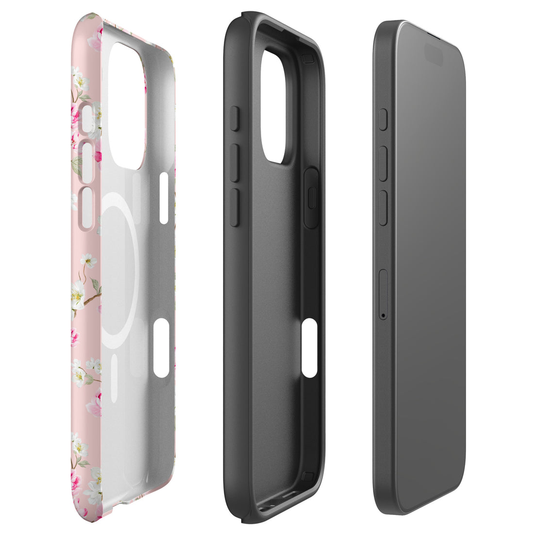 Blush Pink Cherry Blossom Floral MagSafe Tough Case for iPhone
