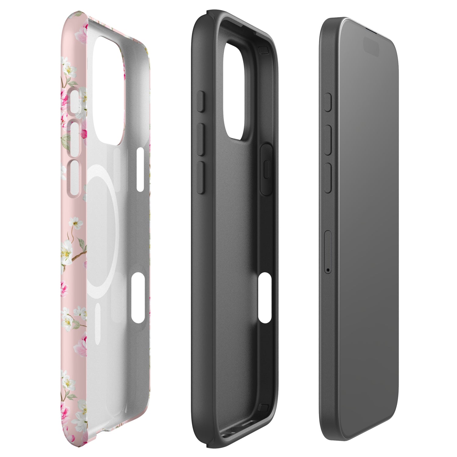 Blush Pink Cherry Blossom Floral MagSafe Tough Case for iPhone