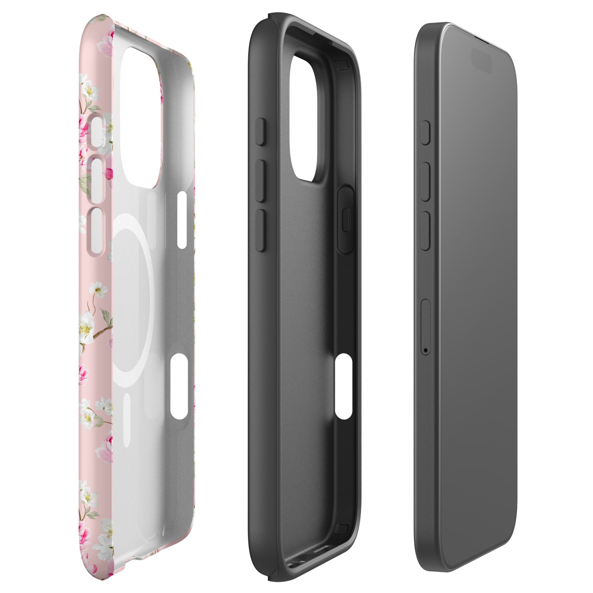 Blush Pink Cherry Blossom Floral MagSafe Tough Case for iPhone