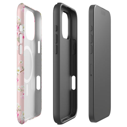 Blush Pink Cherry Blossom Floral MagSafe Tough Case for iPhone