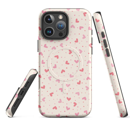 Blush Pink Heart Confetti MagSafe Tough Case for iPhone