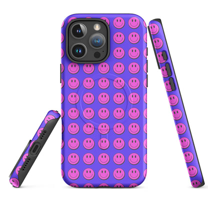 Bold Pink Smiley MagSafe Tough Case for iPhone