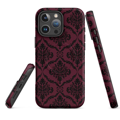 Burgundy Gothic Damask MagSafe Tough Case for iPhone