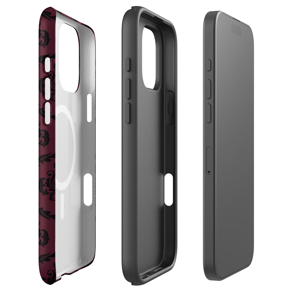 Burgundy Gothic Damask MagSafe Tough Case for iPhone