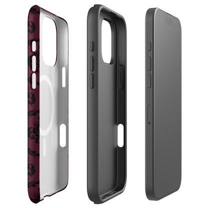 Burgundy Gothic Damask MagSafe Tough Case for iPhone