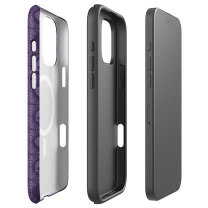 Dark Violet Gothic Heart and Skull MagSafe Tough Case for iPhone