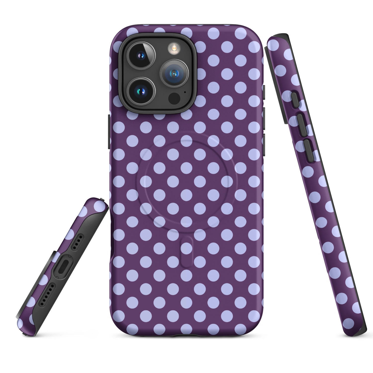 Deep Purple Polka Dot Lavender MagSafe Tough Case for iPhone
