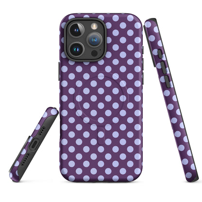Deep Purple Polka Dot Lavender MagSafe Tough Case for iPhone