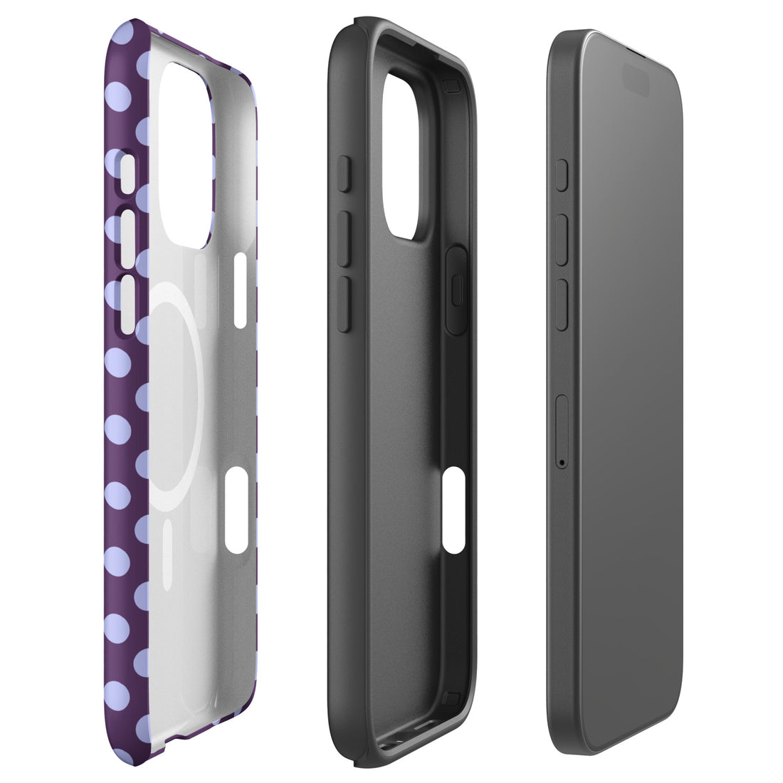 Deep Purple Polka Dot Lavender MagSafe Tough Case for iPhone
