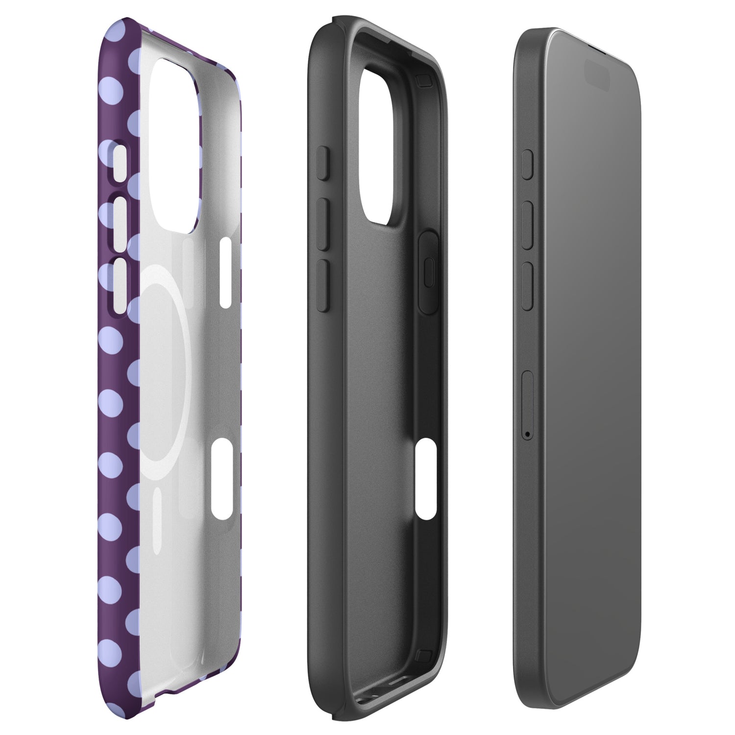 Deep Purple Polka Dot Lavender MagSafe Tough Case for iPhone