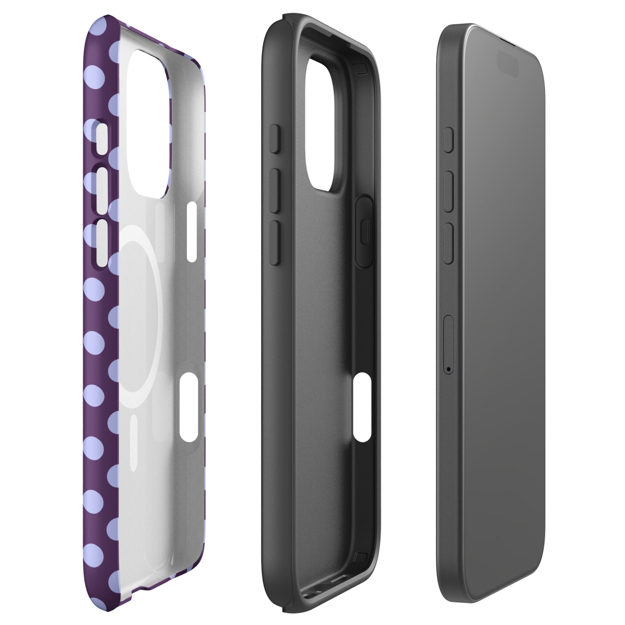 Deep Purple Polka Dot Lavender MagSafe Tough Case for iPhone