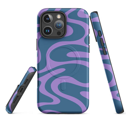 Denim Blue Lavender Retro Wave MagSafe Tough Case for iPhone