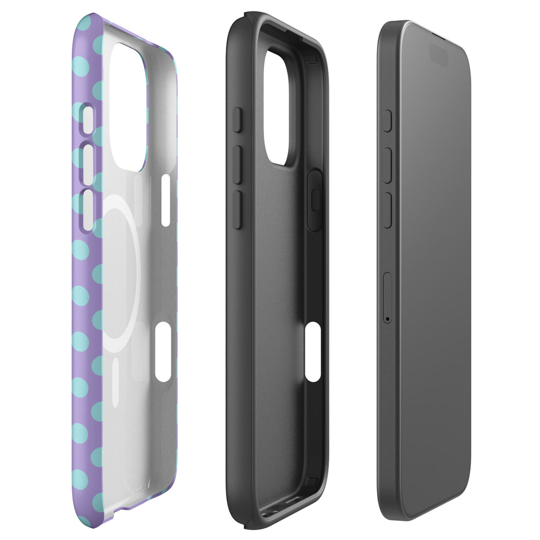 Mint Polka Dot Lavender MagSafe Tough Case for iPhone