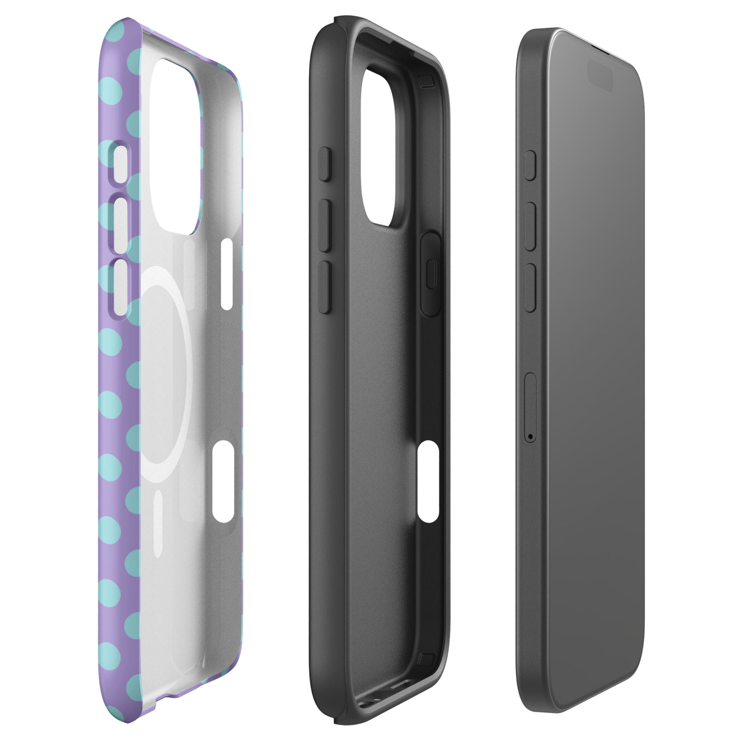 Mint Polka Dot Lavender MagSafe Tough Case for iPhone
