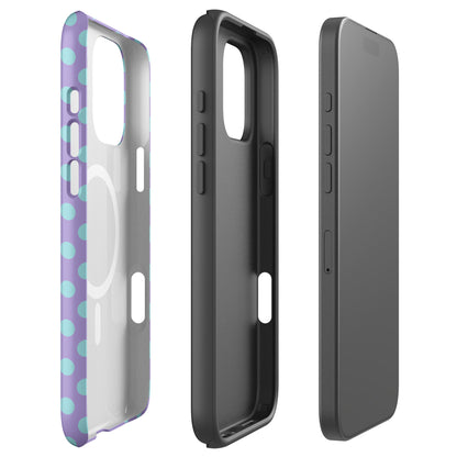 Mint Polka Dot Lavender MagSafe Tough Case for iPhone