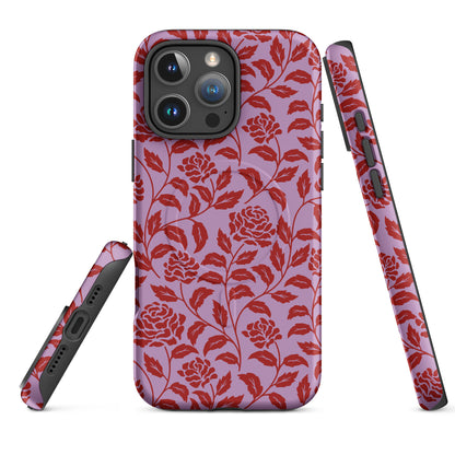 Lilac Red Rose Silhouette MagSafe Tough Case for iPhone