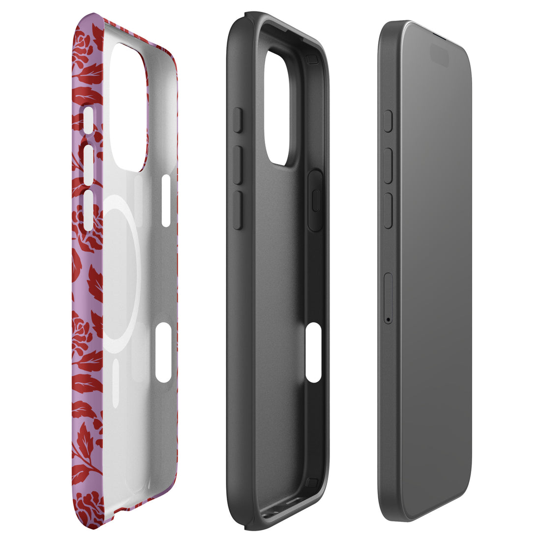 Lilac Red Rose Silhouette MagSafe Tough Case for iPhone